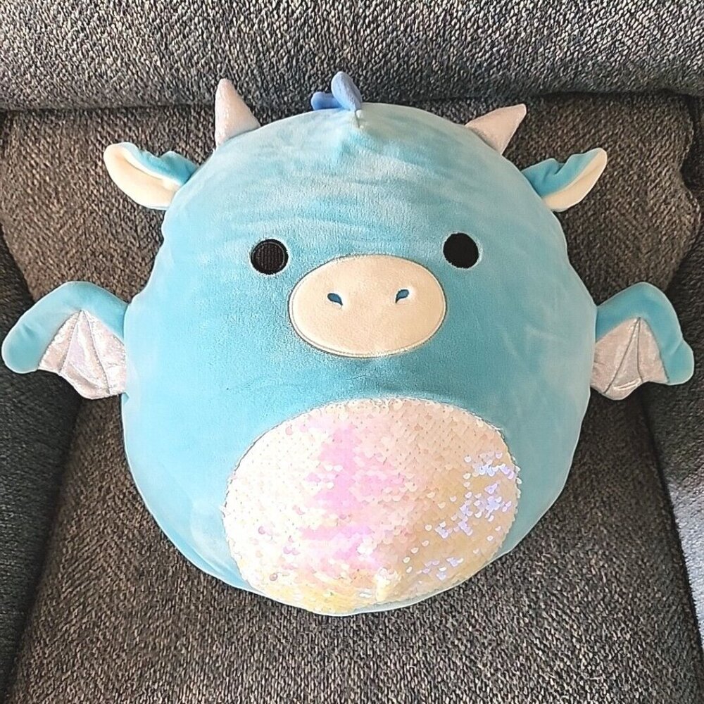 Squishmallows Kellytoy Devin the Dragon 16" with Sequins - NWT